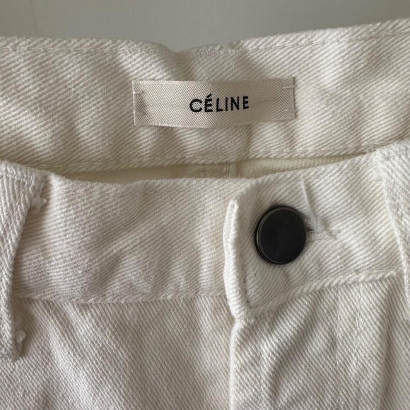 CELINE Straight Leg Raw Hem White Jeans - Picture 5 of 10